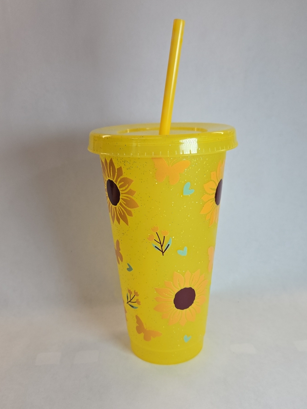 Sunflower Yellow Reusable Tumbler with Straw